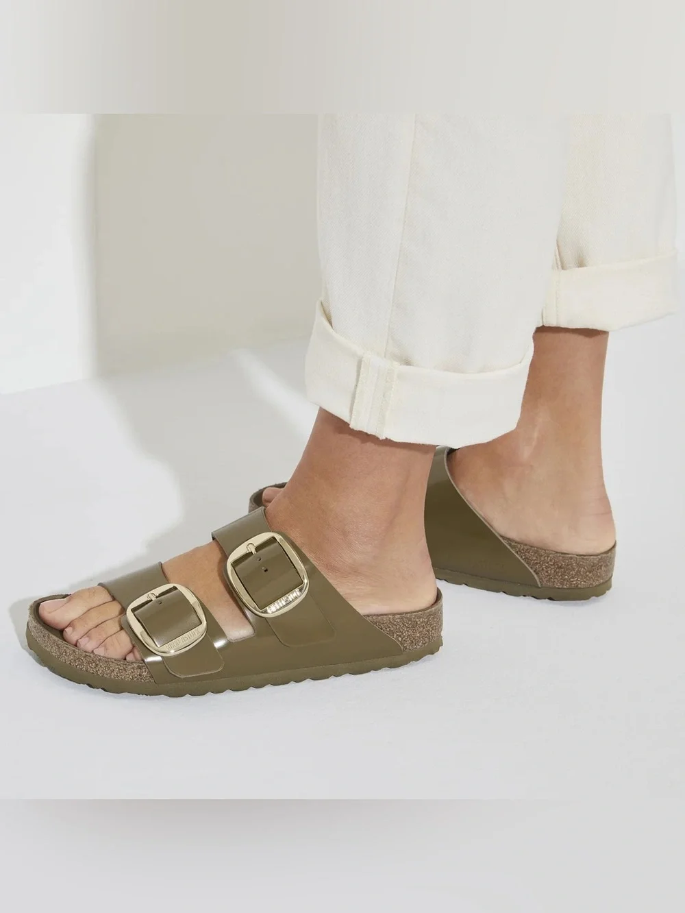 Birkenstock Big Buckle High Shine Leather Green Size 39 Regular Width - Picture 9 of 10